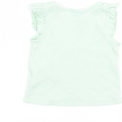 Brand and care label for Primark Baby Green Basic T-Shirt, size 6-9, Months