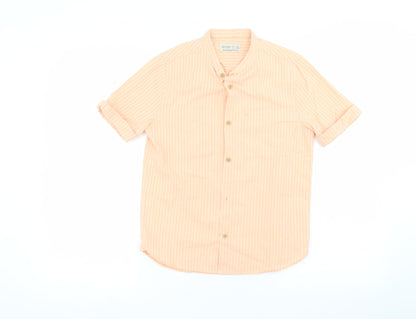 Additional front view of Zara girls’ pink striped basic button-up, size 9, years