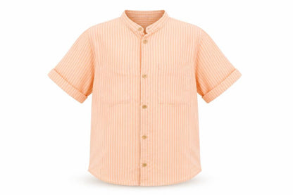 Front view of Zara girls’ pink striped basic button-up, size 9, years