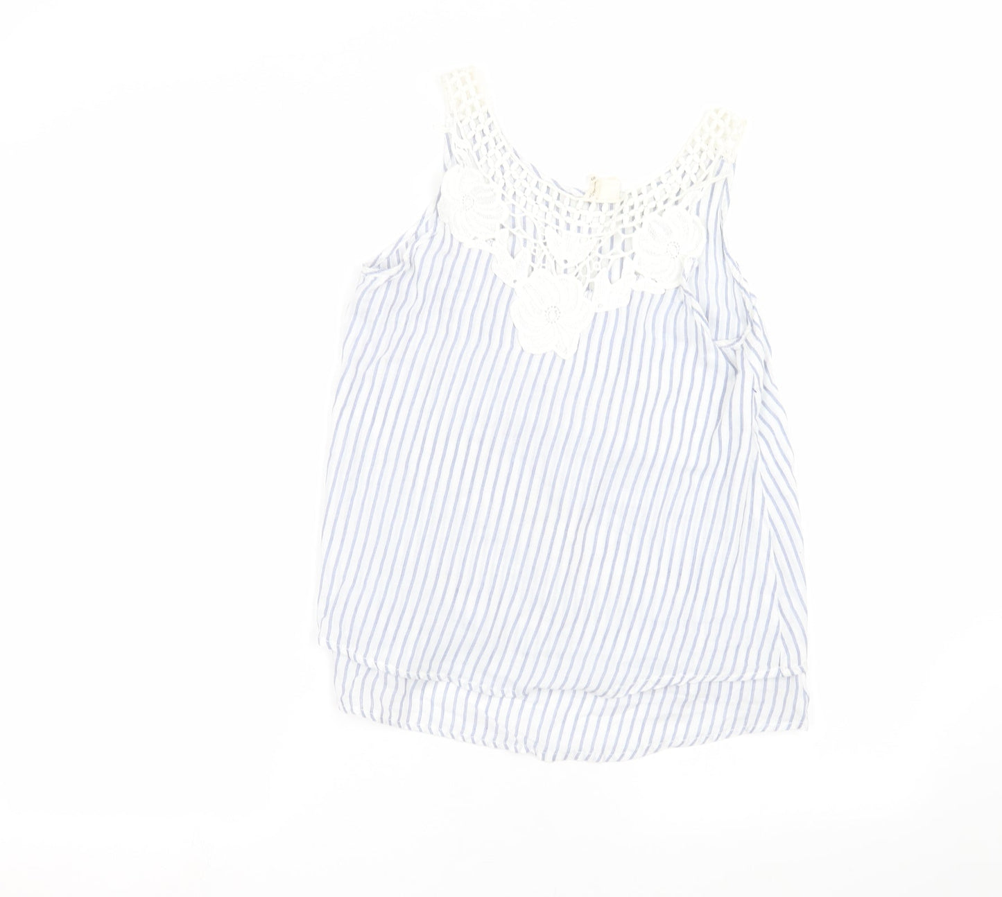 Japna Womens White Striped  Basic T-Shirt Size S