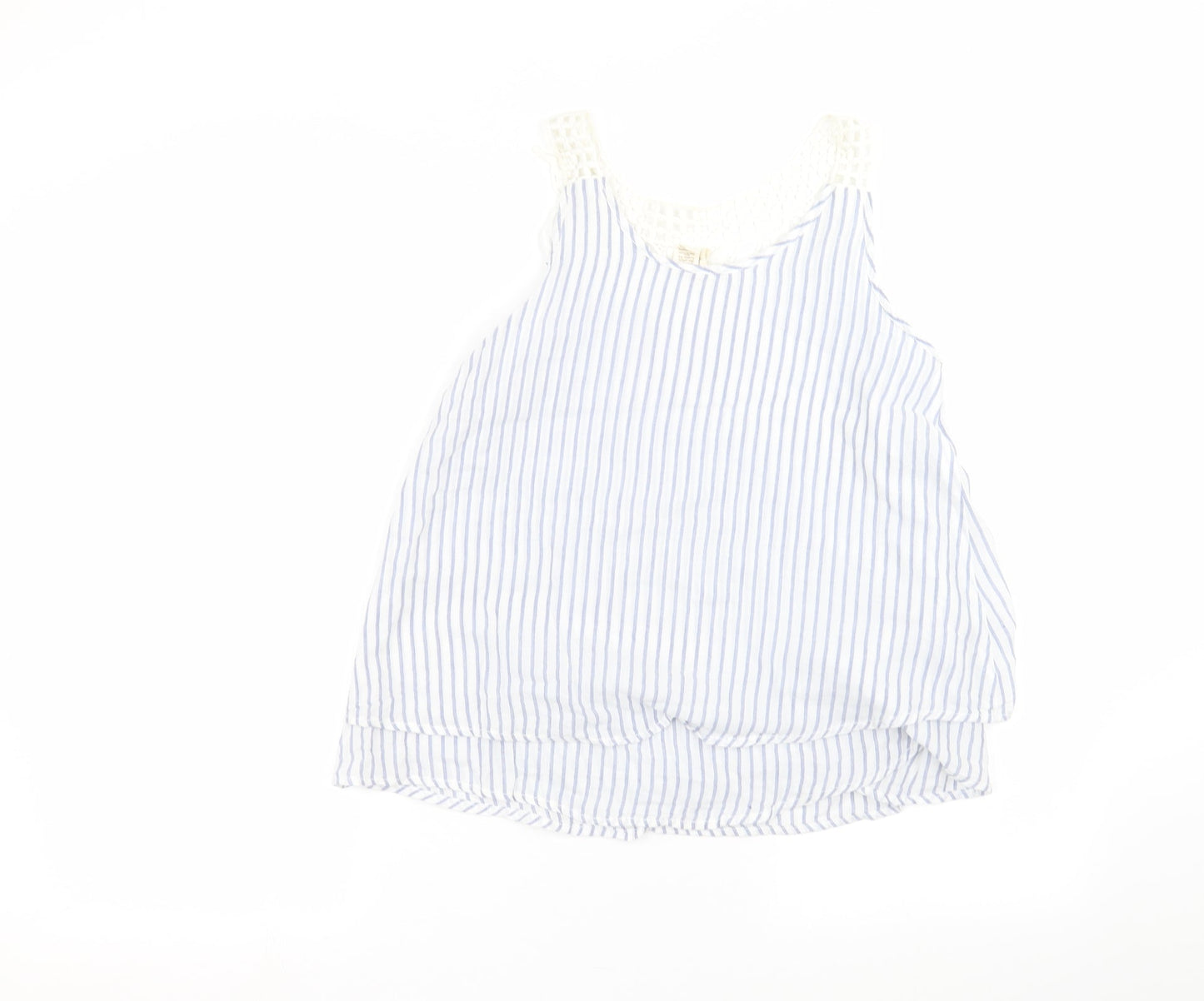 Japna Womens White Striped  Basic T-Shirt Size S