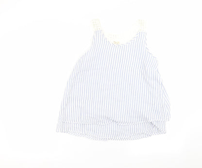 Japna Womens White Striped  Basic T-Shirt Size S