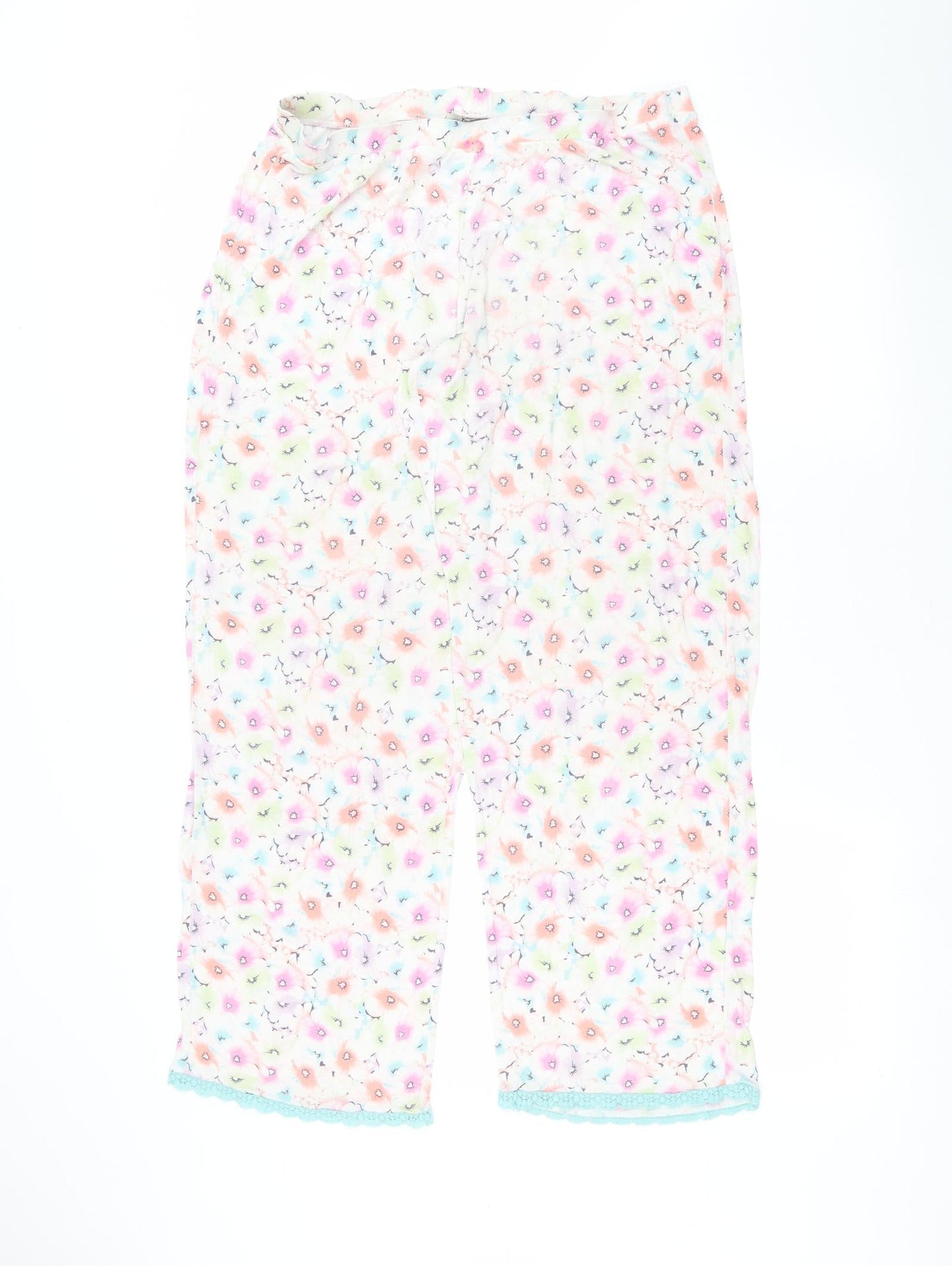TU Womens White Floral  Trousers  Size 14 L25 in