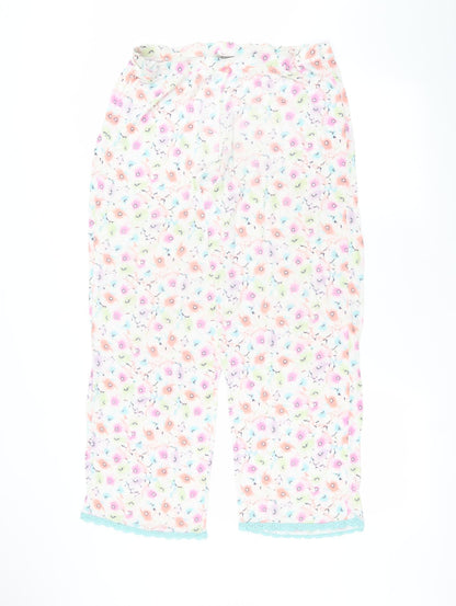 TU Womens White Floral  Trousers  Size 14 L25 in