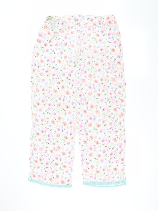 TU Womens White Floral  Trousers  Size 14 L25 in