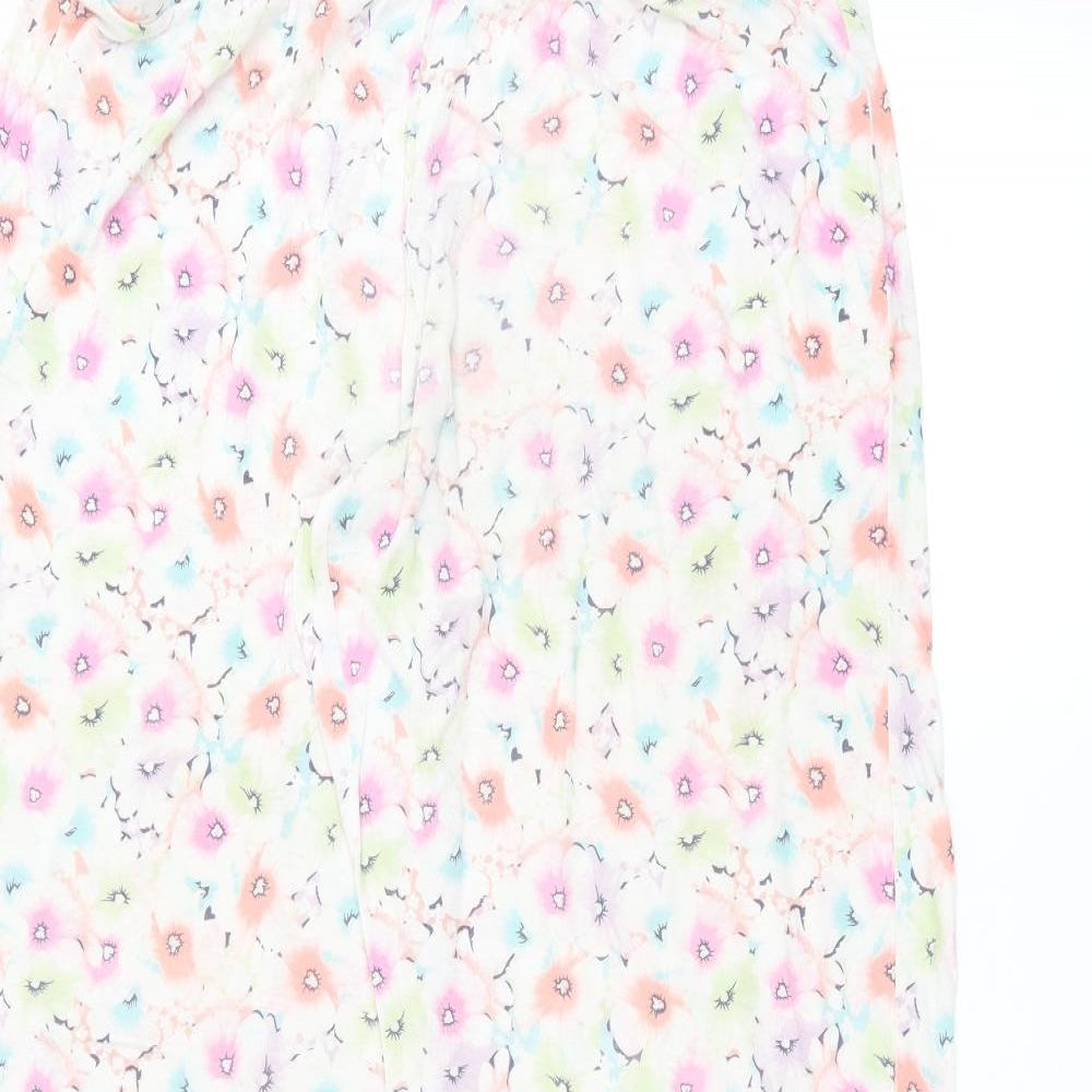 TU Womens White Floral  Trousers  Size 14 L25 in