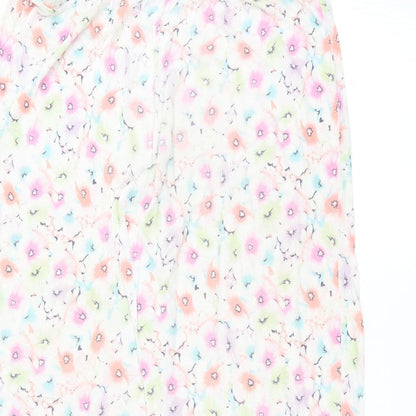 TU Womens White Floral  Trousers  Size 14 L25 in