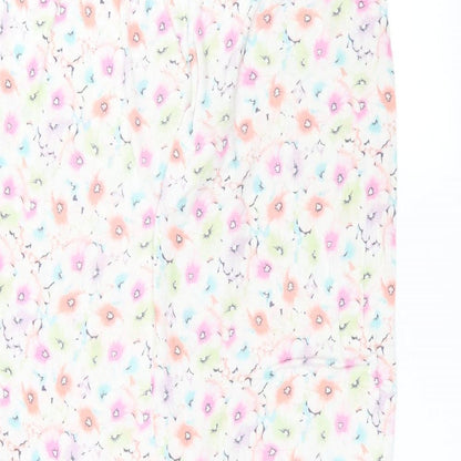 TU Womens White Floral  Trousers  Size 14 L25 in