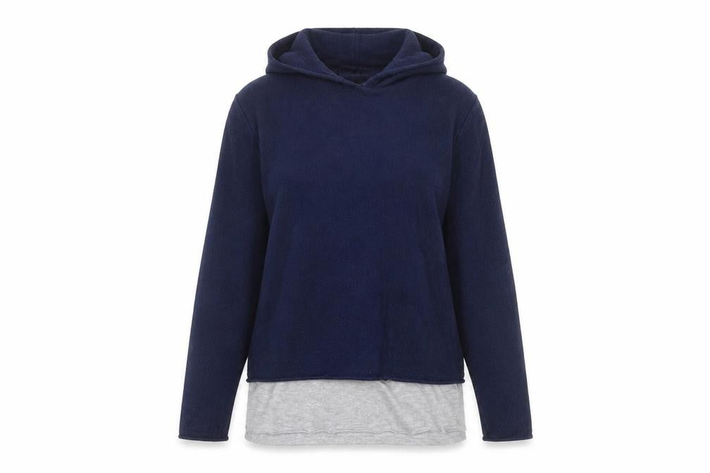 Front view of River Island women’s blue pullover hoodie, size S