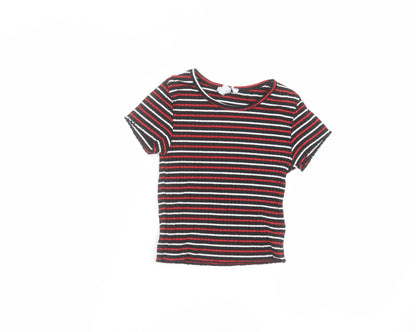 Additional front view of Primark boys’ black striped basic t-shirt, size 8-9, years