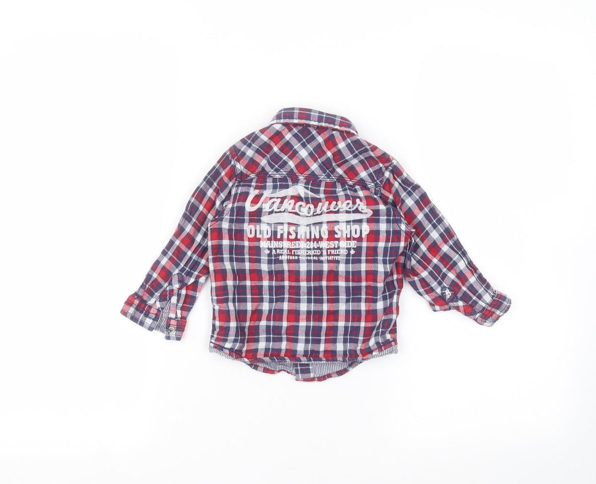 Back view of Preworn Baby Blue Basic Button-Up, size 12, Months