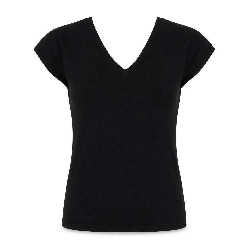 Front view of Evan-Picone women’s black jumper, size M