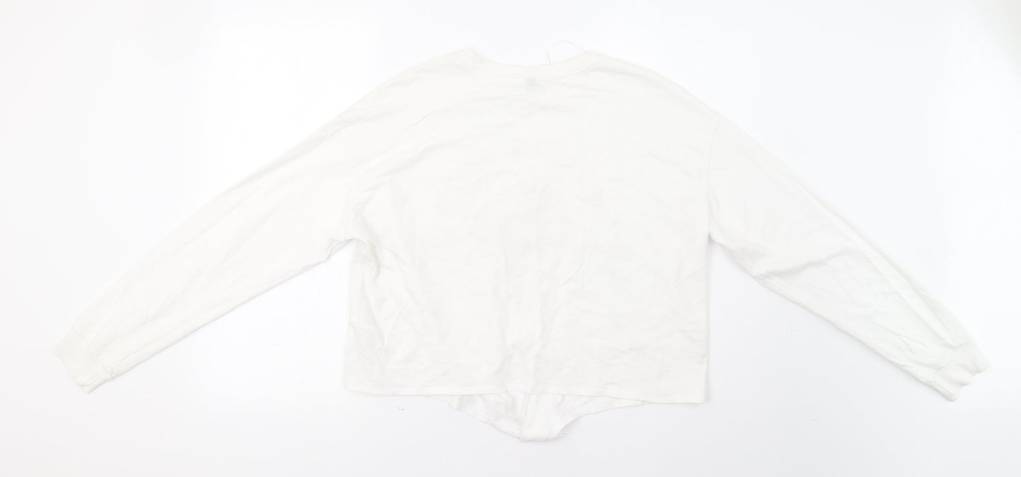 H&M Womens White   Pullover Sweatshirt Size L  - Beverly Hills
