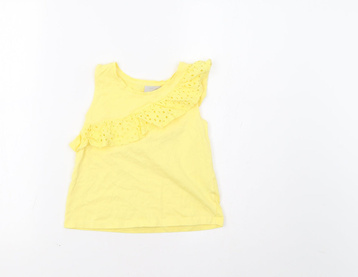 Additional front view of Matalan girls’ yellow basic tank, size 7, years