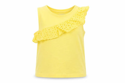 Front view of Matalan girls’ yellow basic tank, size 7, years