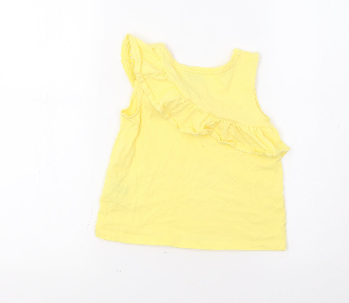 Back view of Matalan girls’ yellow basic tank, size 7, years
