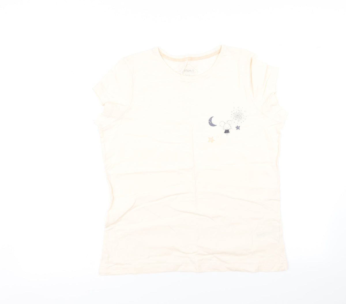 Additional front view of Nutmeg women’s beige pyjama top, size UK 12