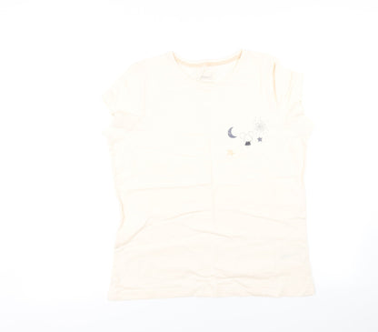 Additional front view of Nutmeg women’s beige pyjama top, size UK 12
