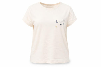Front view of Nutmeg women’s beige pyjama top, size UK 12