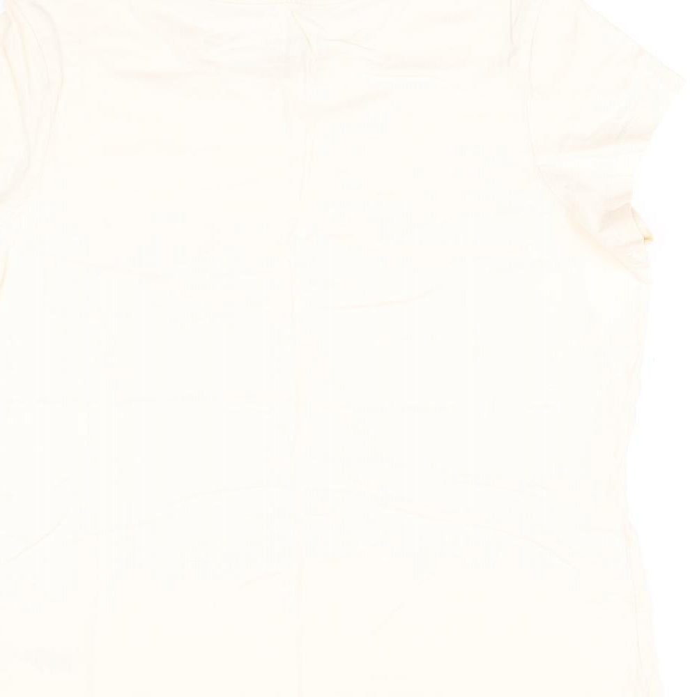 Brand and care label for Nutmeg women’s beige pyjama top, size UK 12