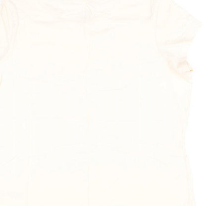 Brand and care label for Nutmeg women’s beige pyjama top, size UK 12