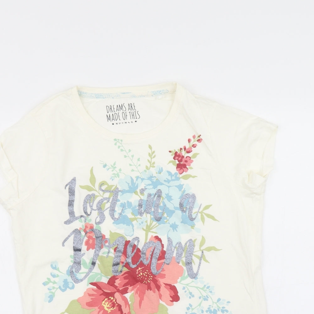 Nutmeg Womens Beige Floral   Pyjama Top Size 12