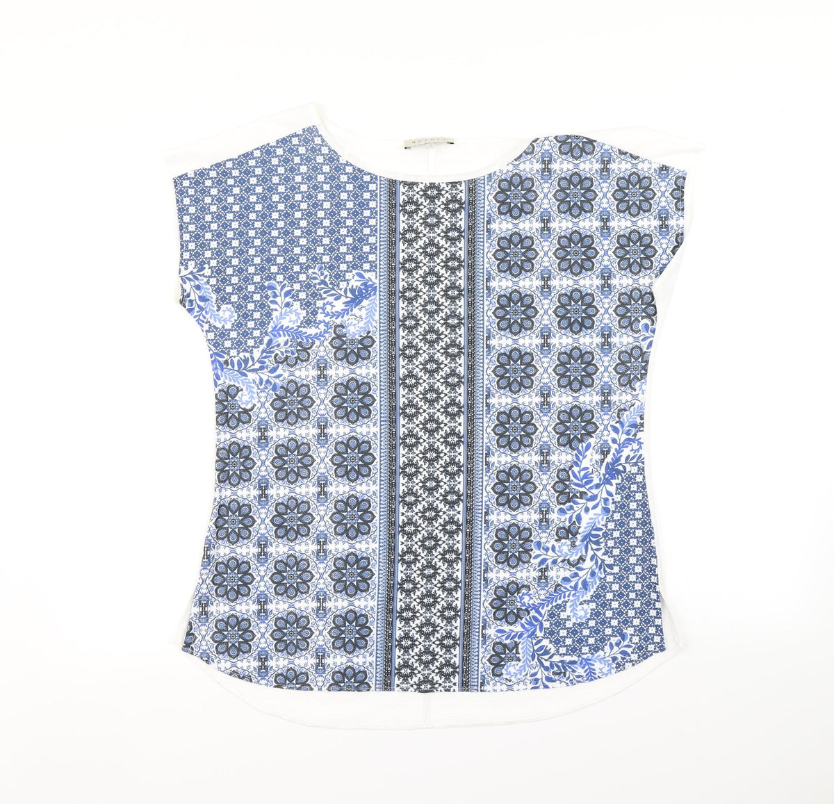 Additional front view of Ntmeg women’s blue basic t-shirt, size UK 12