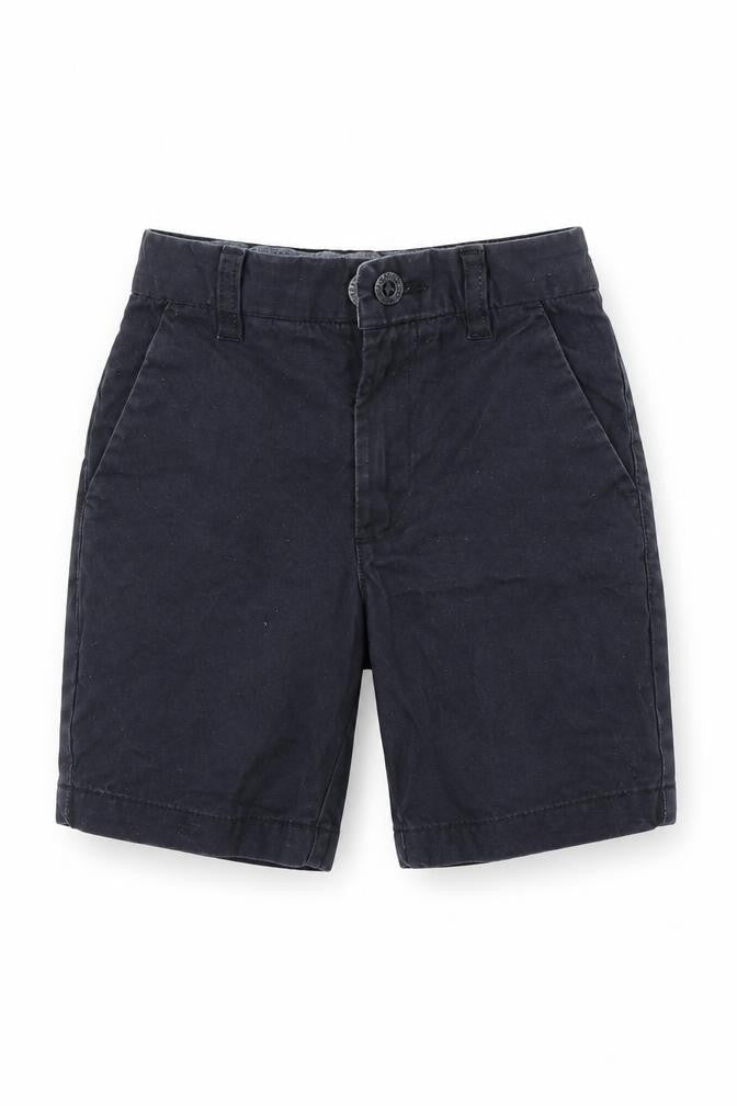 Front view of Next boys’ black chino shorts, size 5, years