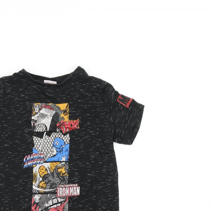 TU Boys Black   Basic T-Shirt Size 4 Years  - Marvel