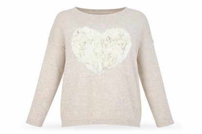 Front view of Mirami women’s beige jumper, size M