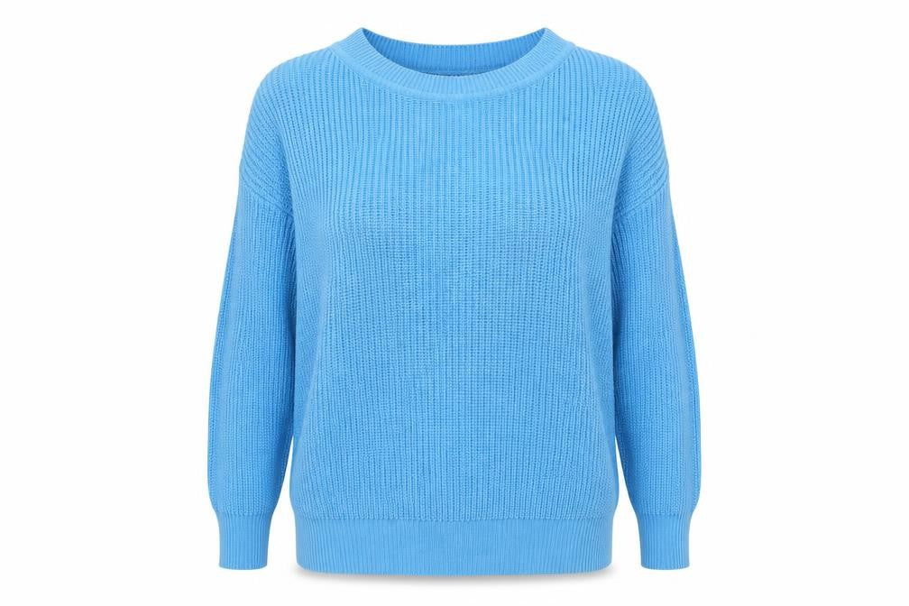 Front view of Simply Be women’s blue jumper, size S