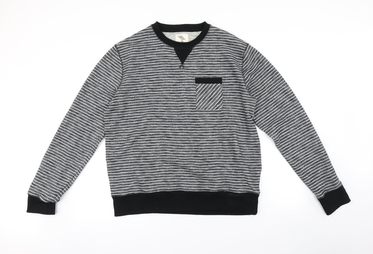 Cedr wood state Mens Grey Striped  Pullover Jumper Size XL
