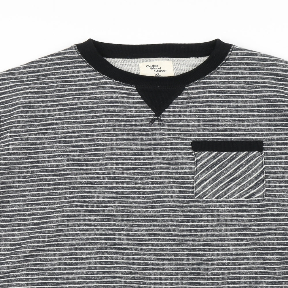 Cedr wood state Mens Grey Striped  Pullover Jumper Size XL