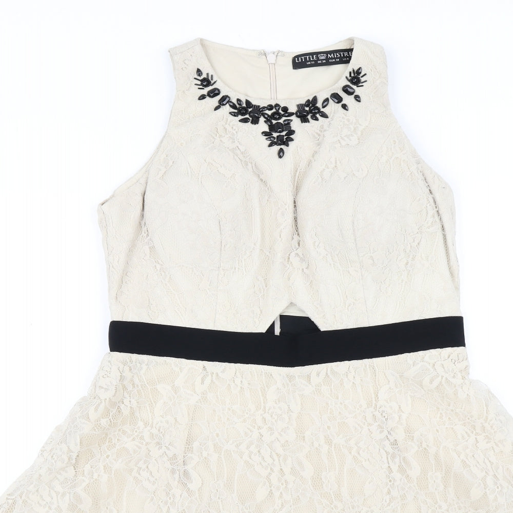 Little Mistress Womens Beige   Fit & Flare  Size 10