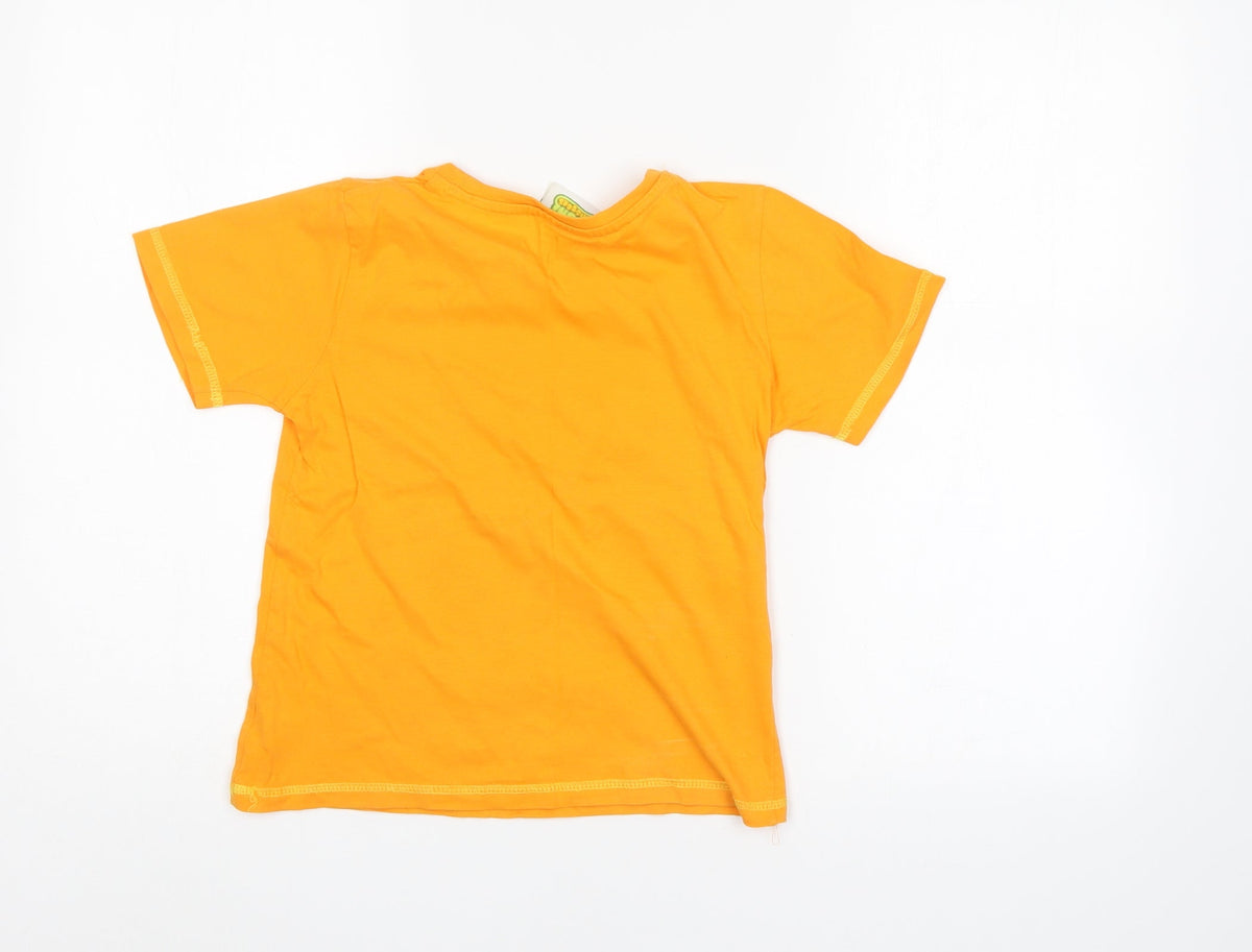 Back view of moshi monsters girls’ orange basic t-shirt, size 7-8, years