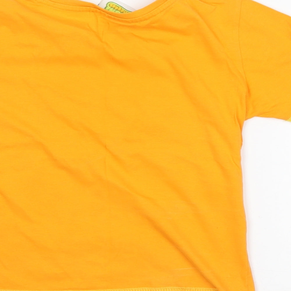 Brand and care label for moshi monsters girls’ orange basic t-shirt, size 7-8, years