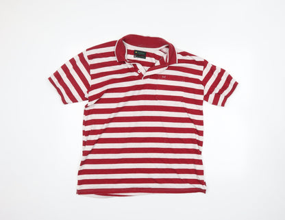 COTTON KING Mens Red Striped   Polo Size L