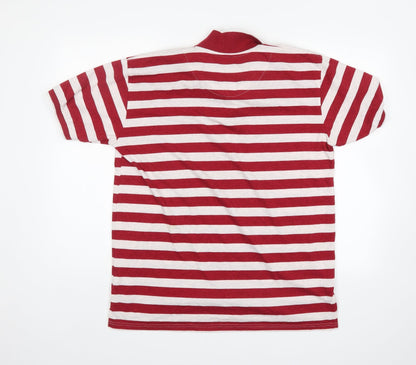COTTON KING Mens Red Striped   Polo Size L