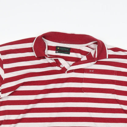 COTTON KING Mens Red Striped   Polo Size L