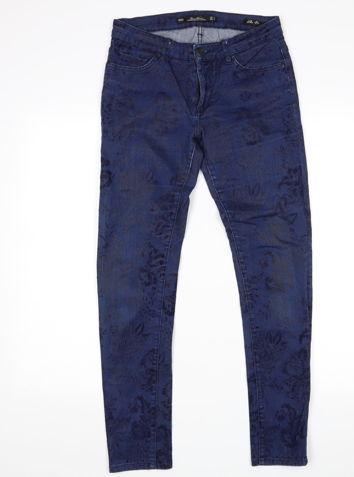 Zara Womens Blue Floral  Skinny Jeans Size 8 L28 in
