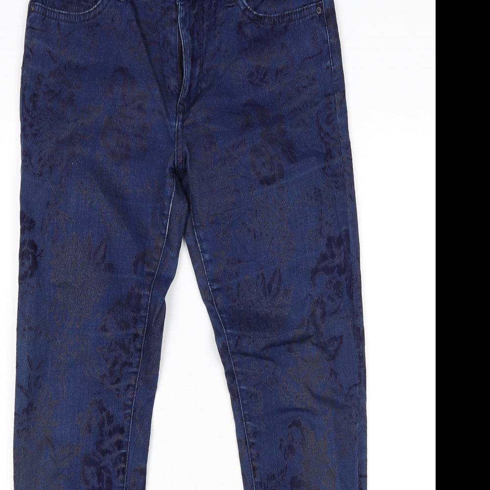 Zara Womens Blue Floral  Skinny Jeans Size 8 L28 in