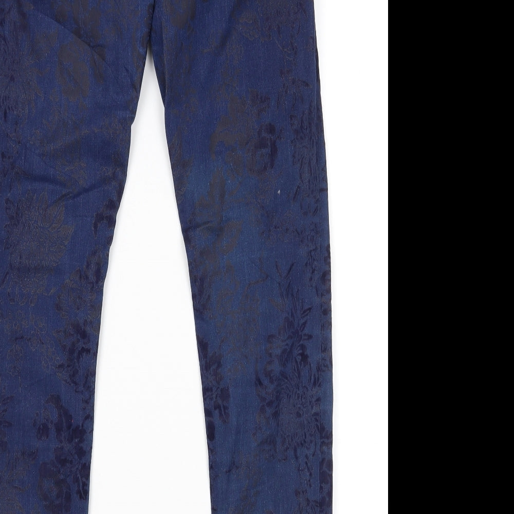 Zara Womens Blue Floral  Skinny Jeans Size 8 L28 in