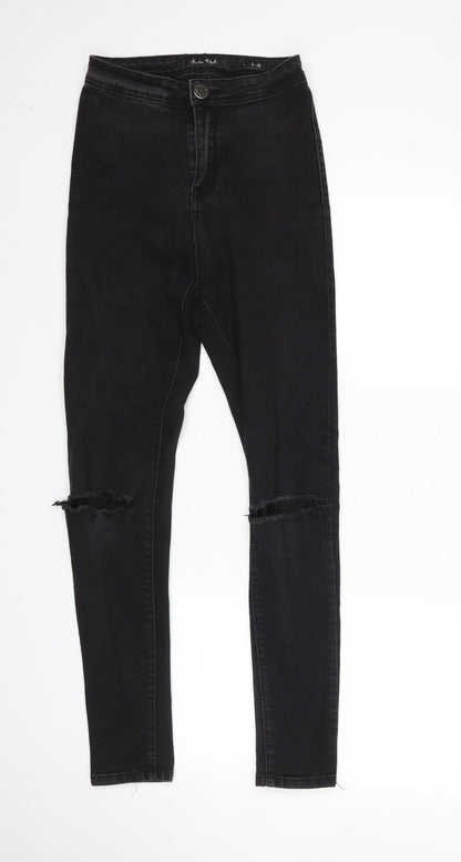 Womens UK Size 8 Denim Club Regular Fit Skinny Black Jeans