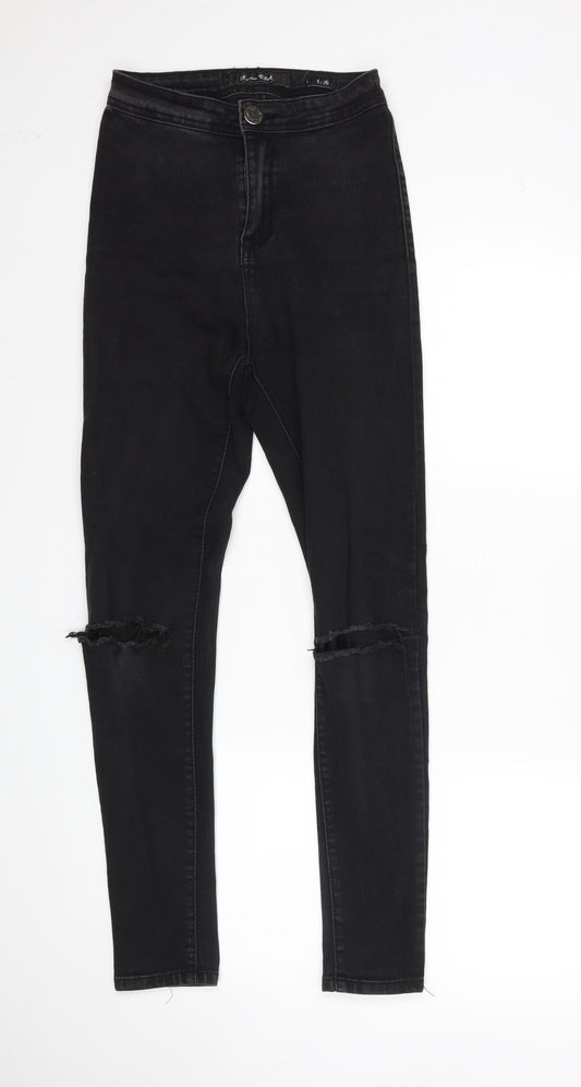 Womens UK Size 8 Denim Club Regular Fit Skinny Black Jeans
