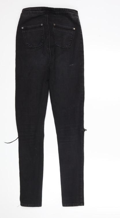 Womens UK Size 8 Denim Club Regular Fit Skinny Black Jeans