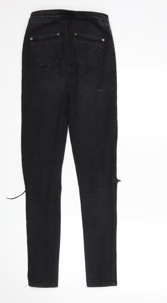 Womens UK Size 8 Denim Club Regular Fit Skinny Black Jeans