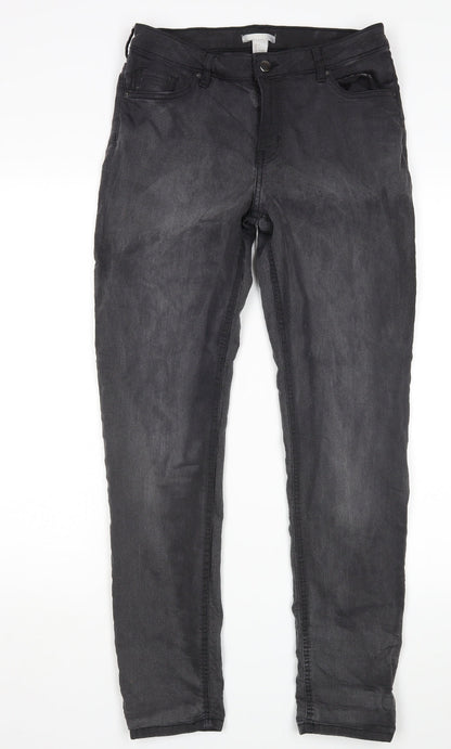 Womens UK Size 12 H&M Regular Fit Skinny Grey Jeans