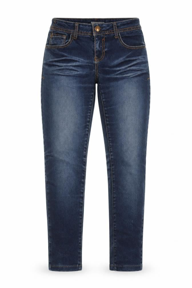 Front view of Yessica women’s blue skinny jeans, size UK 10, 27-inch leg