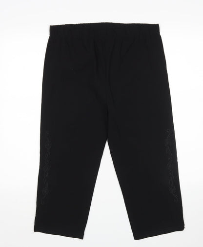 Womens UK Size M Preworn Regular Fit Cropped Black Trousers