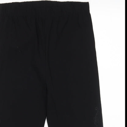 Womens UK Size M Preworn Regular Fit Cropped Black Trousers